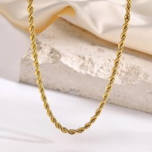 Gold Hollow Rope design chain
