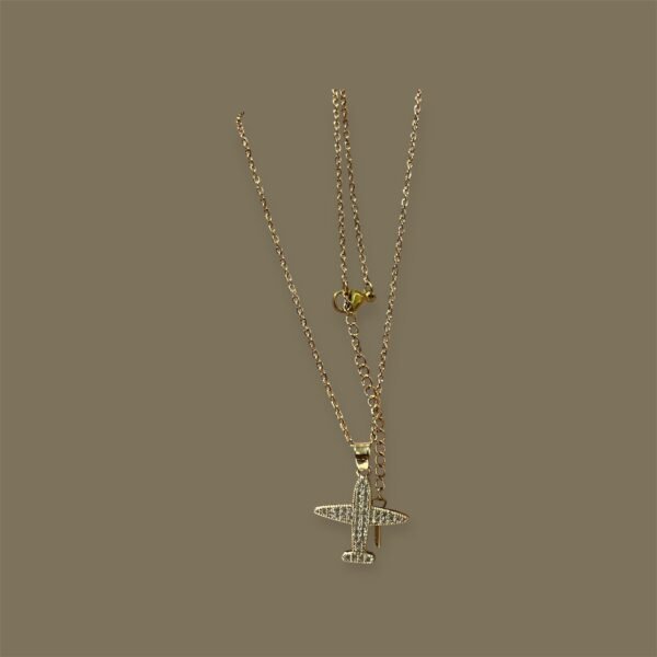 Gold Airplane shape Necklace - Image 3