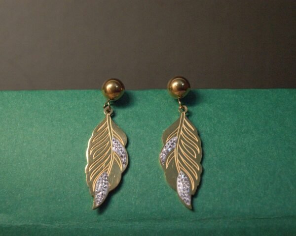 Gold Leaf Design Earrings - Image 3