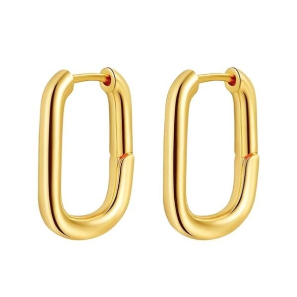 Gold Rectangle shape hoop Ear-rings - Image 2