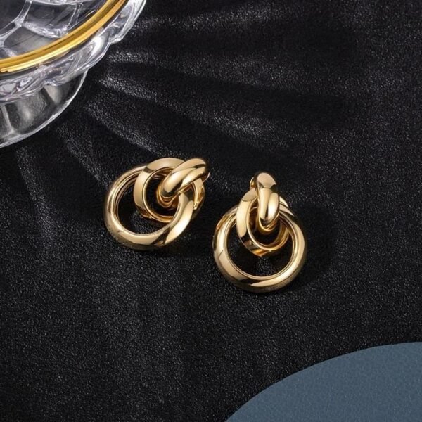 Golden Knot Hoops Ear-rings - Image 2