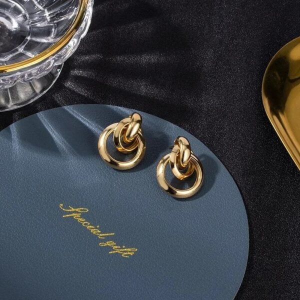Golden Knot Hoops Ear-rings - Image 4