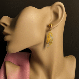 Gold Leaf Design Earrings