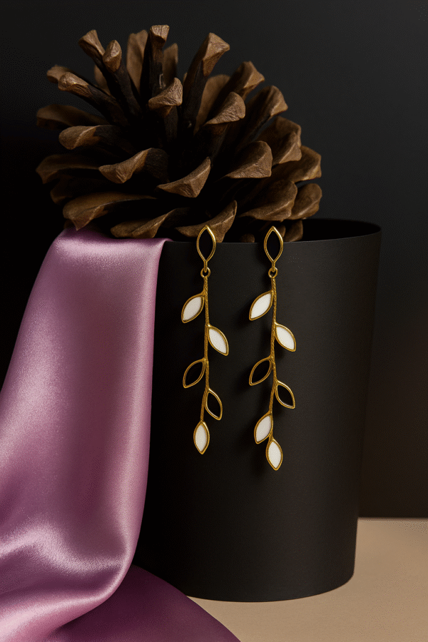 Elegant Leaf Drop Earrings - Image 4