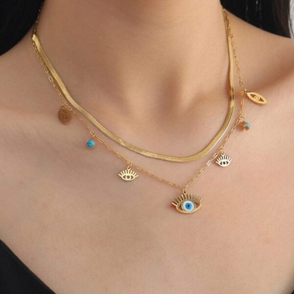 Evil Eye Double Layer Necklace - Image 3