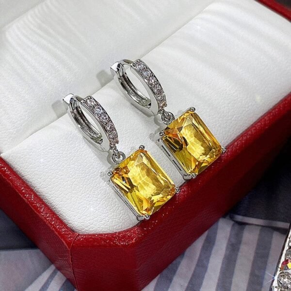 Silver Zirconia Yellow Drop Stone Ear-rings - Image 5