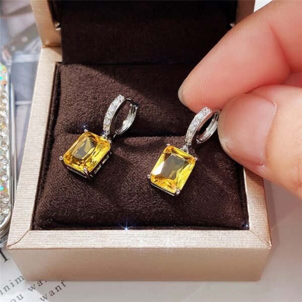 Silver Zirconia Yellow Drop Stone Ear-rings - Image 3
