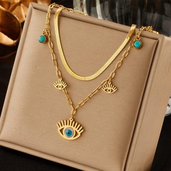 Evil Eye Double Layer Necklace - Image 2