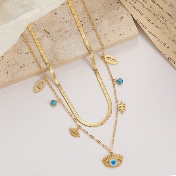 Evil Eye Double Layer Necklace - Image 5
