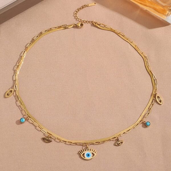 Evil Eye Double Layer Necklace - Image 6