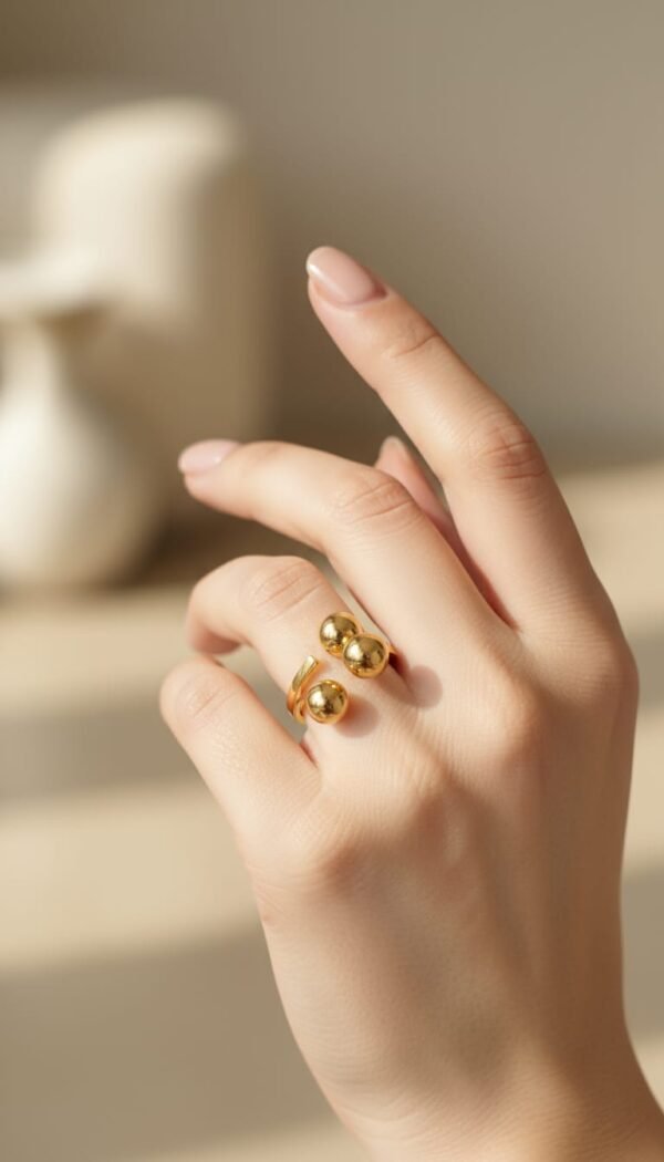 Golden Elegance Open Ball Ring