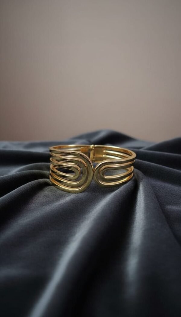 Sculptural Gold Cuff Bracelet - Image 2