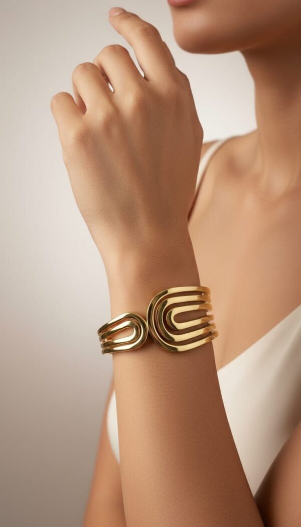 Sculptural Gold Cuff Bracelet