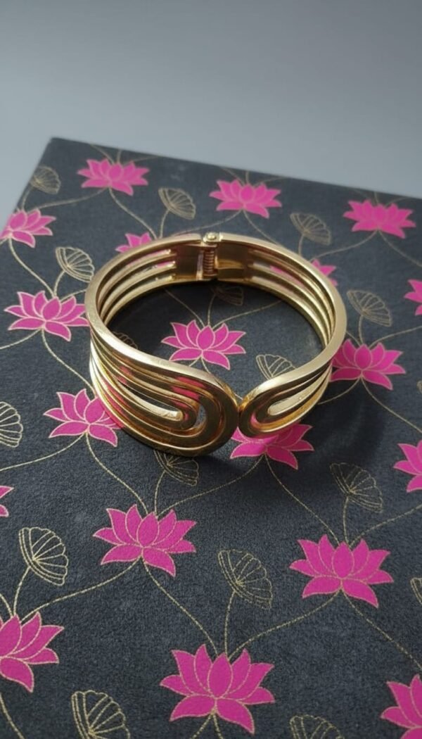 Sculptural Gold Cuff Bracelet - Image 3